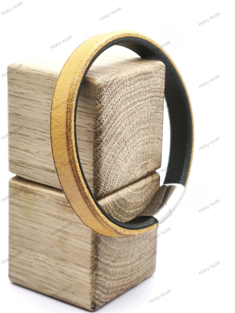 Kožený náramek UNISEX 10 mm žlutá