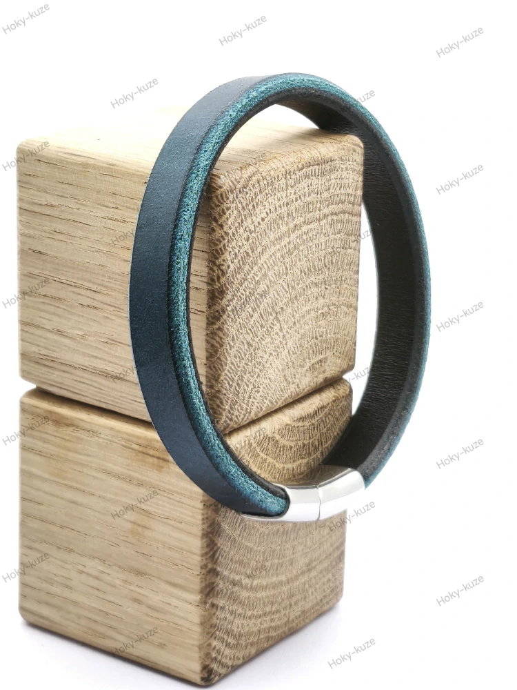Kožený náramek UNISEX 10 mm modrá