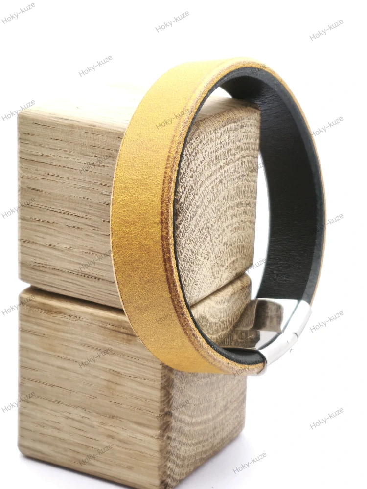 Kožený náramek UNISEX 16 mm žlutá