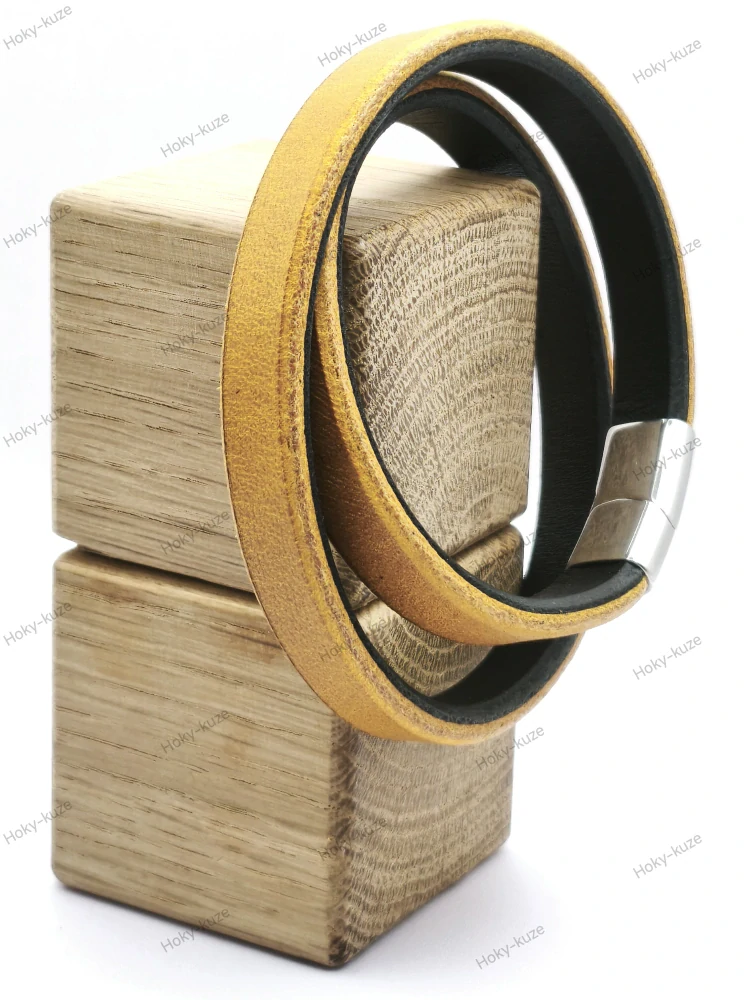 Kožený náramek UNISEX 10 mm žlutá