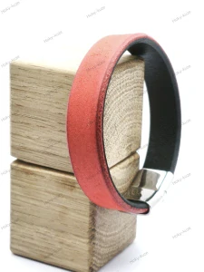 Kožený náramek UNISEX 16 mm červená